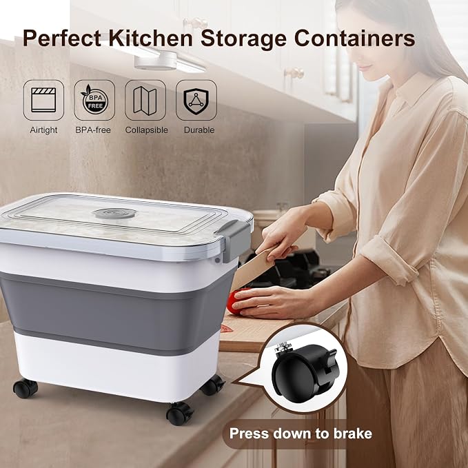 Rice Storage Container, Collapsible Airtight Food Storage Containers 20-30lbs - Image 6