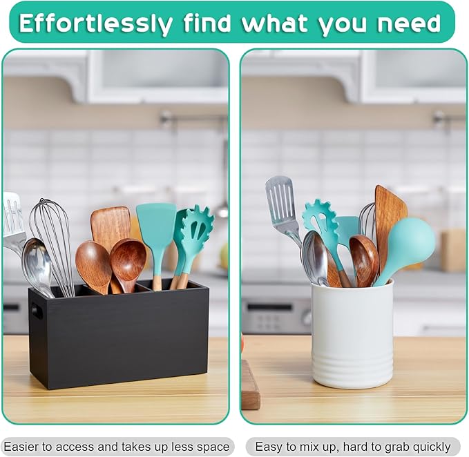 ALELION Black Kitchen Utensil Holder - Image 3