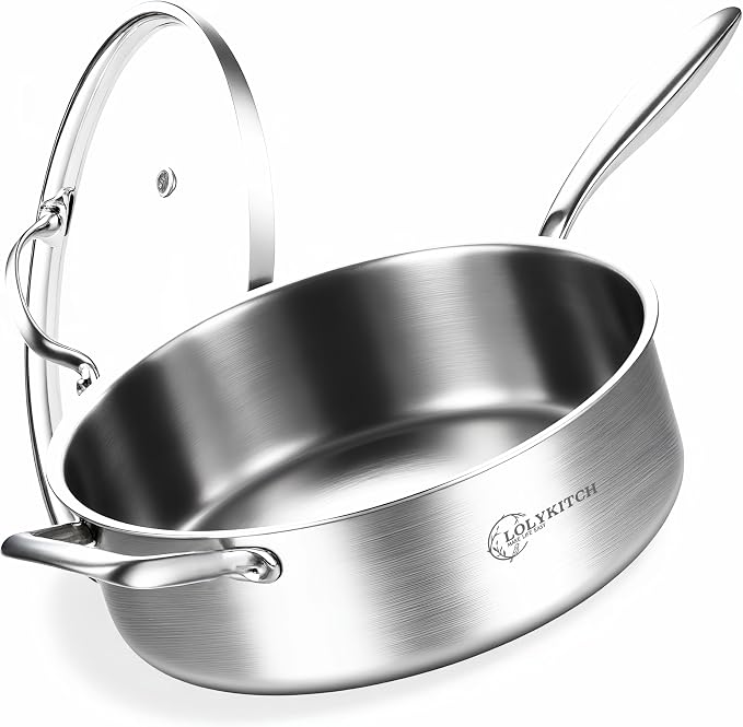 LOLYKITCH 7 QT Tri-Ply Stainless Steel Sauté Pan by LolyKitch