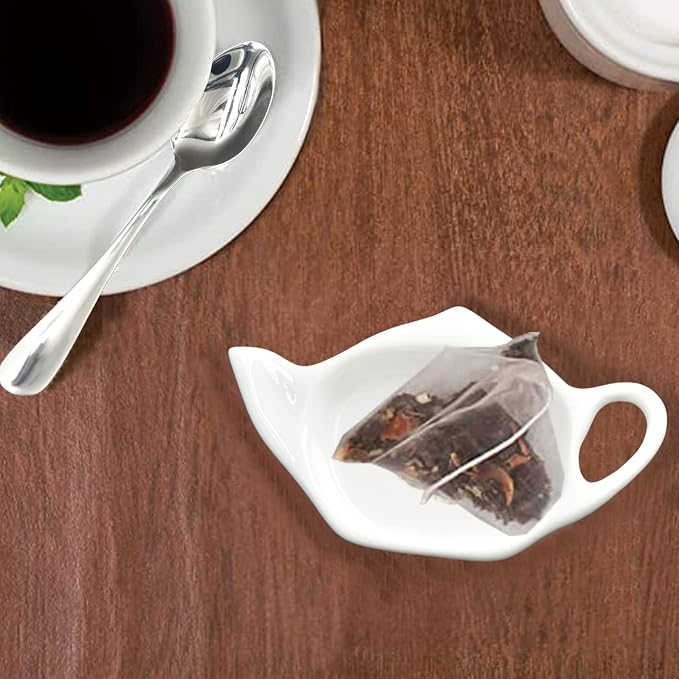 Ceramic Tea Bag Holder Teapot shaped Teabag Coaster Tray 4.5 inches Spoon Rest - Image 3