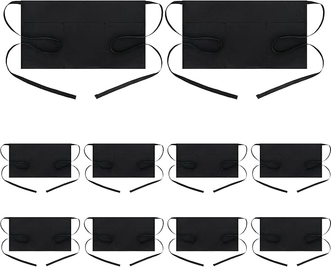 BOHARERS 10 Pack Black Waitress Aprons Server Apron by BOHARERS