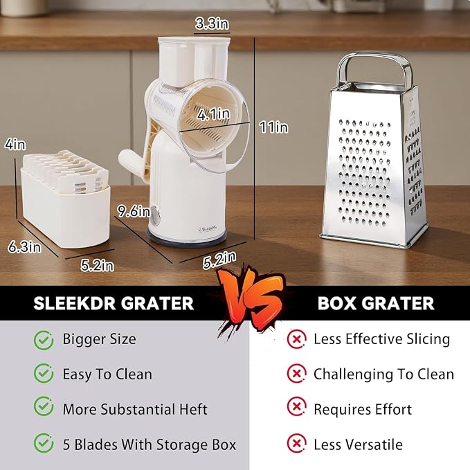 5-in-1 Rotary Cheese Grater Vegetable Slicer - Image 3