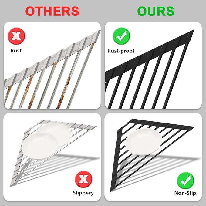 HANZENMA Triangular Sink Rack, Foldable Sink Drying mat, Heat-Resistant - Image 5