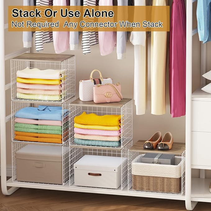 6 Pack Closet Organizers And Storage, Stackable Closet Shelf Organizer Storage - Image 8
