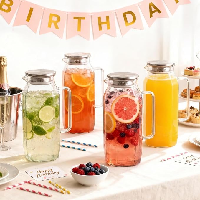 2 Pack 2 Liters 68 oz Square Glass Pitcher - Image 7