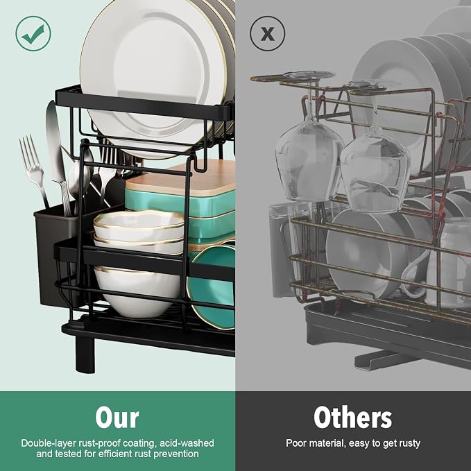 MOUKABAL Dish Drying Rack, Dish Rack, Stainless Steel Dish Racks - Image 7