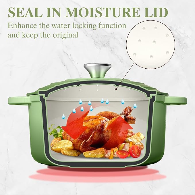 Umite Chef Enameled Cast Iron Dutch Oven-7QT Pot - Image 7
