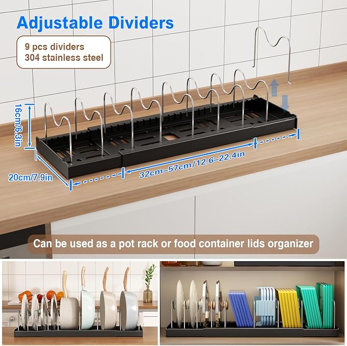 Mustorn Pots and Pans Organizer Under Cabinet - Image 2