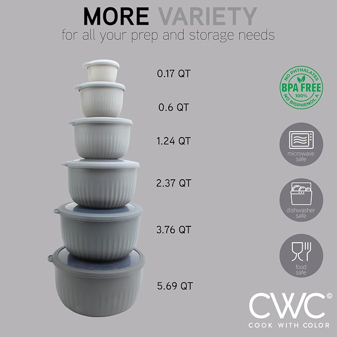 COOK WITH COLOR Prep Bowls with Lids- Wide and Deep Nesting Plastic Small - Image 4