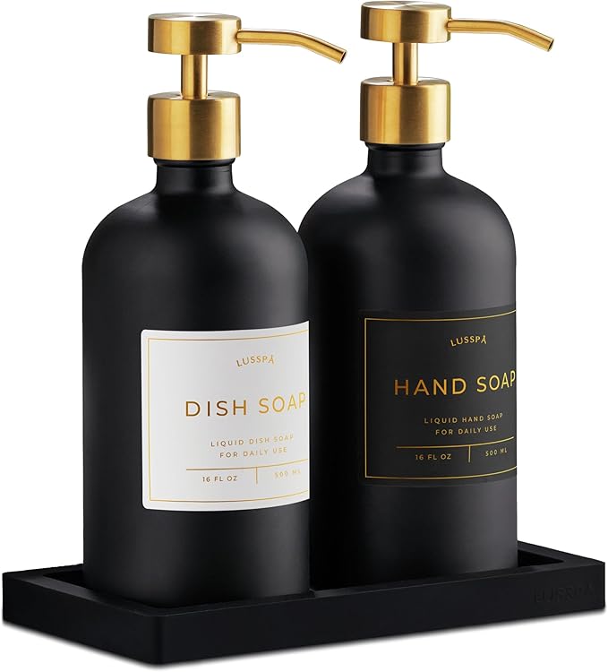Glass Soap Dispenser Set of 2 by Unknown