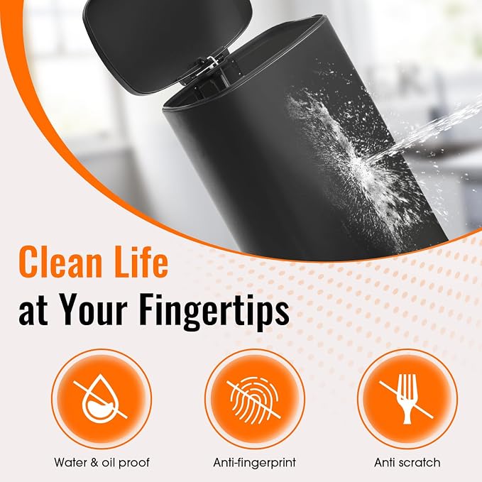 Kitchen Trash Can with Lid for Office Bedroom Bathroom Step Trash Bin - Image 4