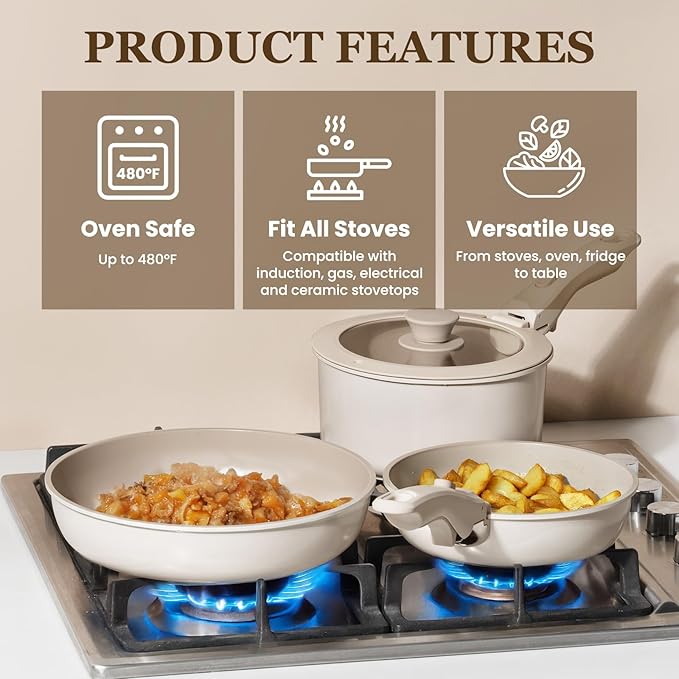KIKCOIN Nonstick Pots and Pans Set, 20 Pack Cookware Set - Image 4