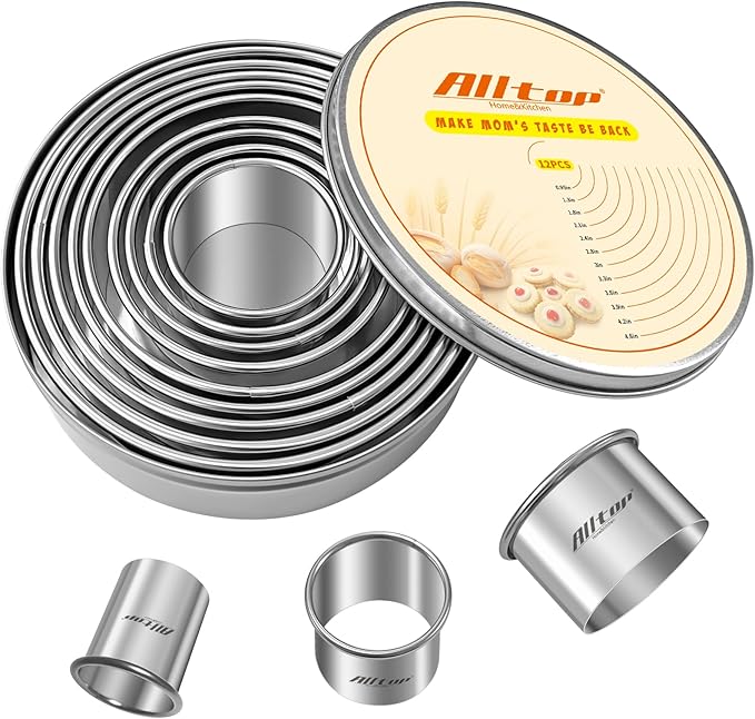 ALLTOP 12 Pcs Round Biscuit Cutter by ALLTOP
