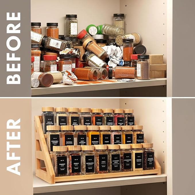 Spice Rack, Spice Organizer -3 Tier Bamboo Spice Racks, Solution - Image 5
