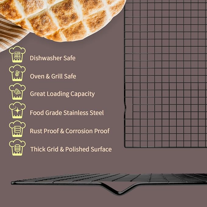 BRIOUT Cooling Rack for Baking, 16x10 Inches Baking Rack, Thick Wire Cookie - Image 2