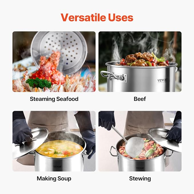 VEVOR Stainless Steel Stockpot, 36 Quart Cooking Pots, Cookware Sauce Pot - Image 6