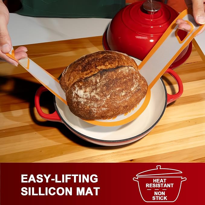 AHJ 6QT Dutch Oven For Bread Baking, Enameled Cast Iron Dutch Oven Pot - Image 4