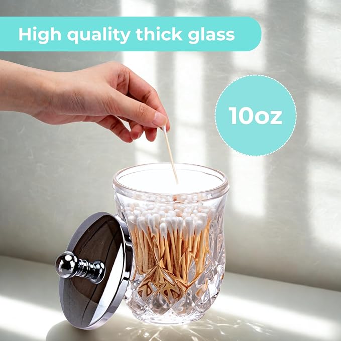 Qtip Holder, 10 Oz Clear Glass Apothecary Jars - Image 6