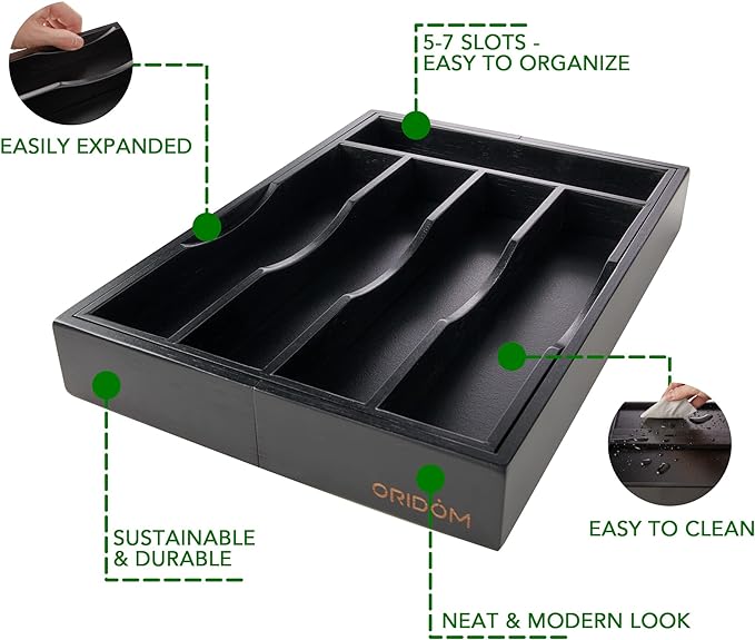 Expandable Bamboo Kitchen Drawer Organizer - Image 4