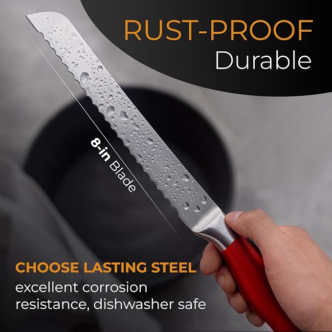 Orblue Serrated Bread Knife Ultra-Sharp Stainless Steel Professional Grade - Image 5