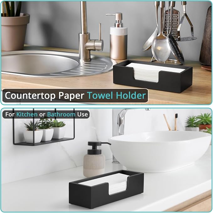Paper Towel Dispenser Countertop, Wood Bathroom Paper Towel Holder, Countertop - Image 3