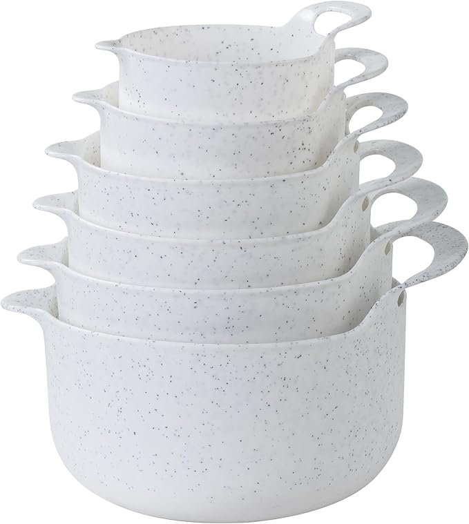 COOK WITH COLOR Nesting Plastic Mixing Bowl Set with Pour Spouts and Handles by CookwithColor