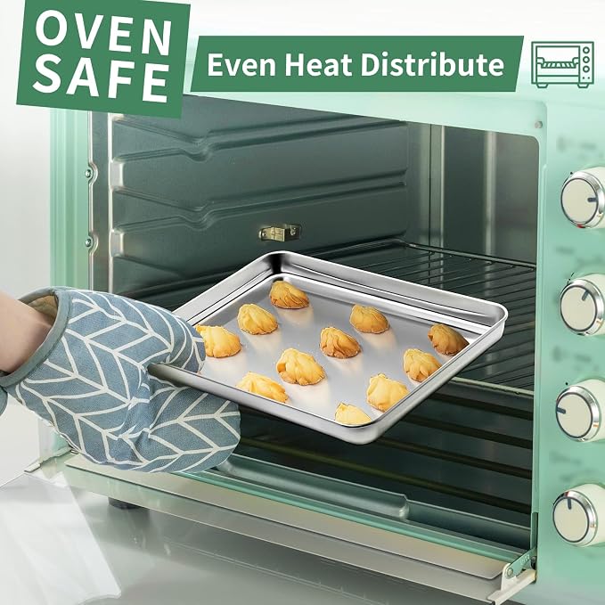Baking Sheets Set of 2, HKJ Chef Cookie Sheets 2 Pieces & Stainless Steel - Image 6