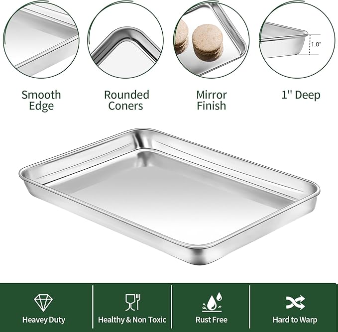Baking Sheet with Cooling Rack Set, CEKEE Stainless Steel Non Stick Small - Image 3