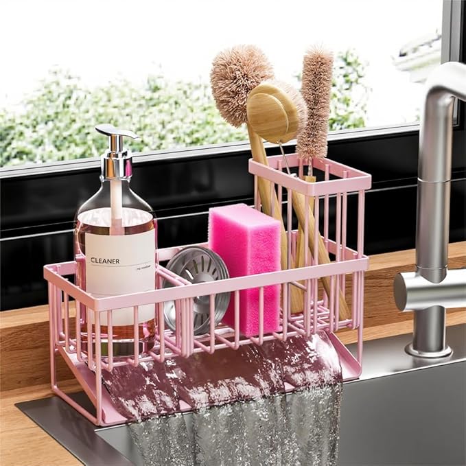 Cisily Pink Kitchen Sink Caddy Organzier by CISILYHOMELIFE