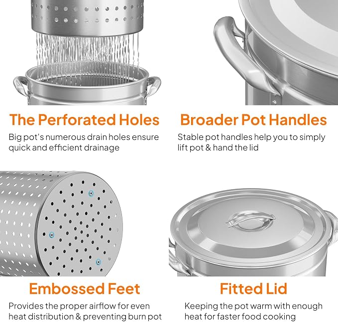 ROVSUN 62-Quart Stainless Steel Turkey Fryer & Seafood Boil Pot - Image 3