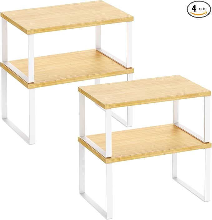 Kitchen Cabinet Organizer Shelf Set of 4, Sturdy Kitchen Counter Shelves by SelefrecosStorage