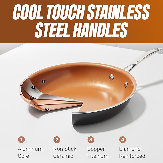 Gotham Steel 12 Pc Ceramic Cookware Set Nonstick, Ceramic Pots and Pans Set Non - Image 6