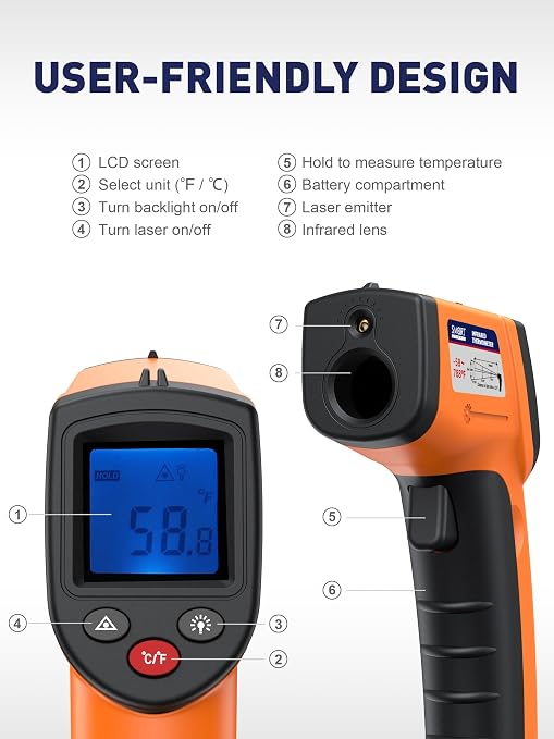 SMART JERRY - Infrared Thermometer Gun | Non-Contact Digital Temperature Gun - Image 3