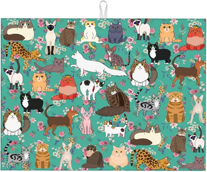 Cat Dish Drying Mat For Kitchen Microfiber Drying Mats Absorbent Reversible by Chiweiyang