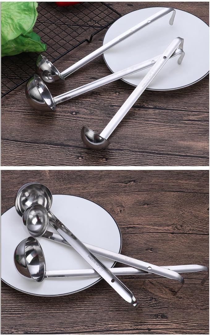 3 Pcs 2 oz Stainless Steel Soup Ladle Set, Long Handle Serving Spoons - Image 5