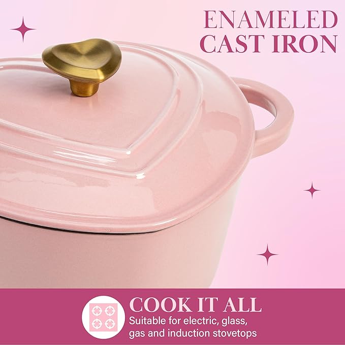 Paris Hilton Enameled Cast Iron Dutch Oven Heart-Shaped Pot - Image 2