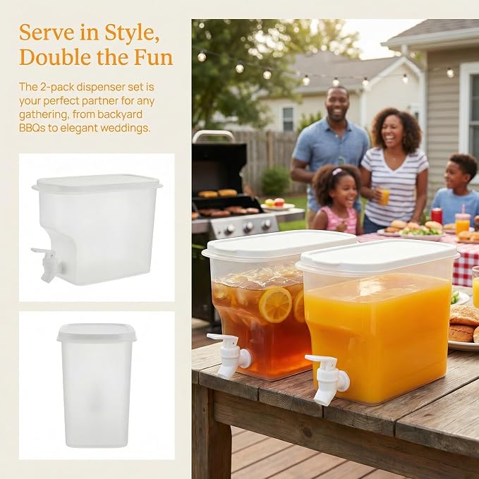 Jucoan 2 Pack 0.9 Gallon Fridge Beverage Drink Dispenser - Image 6
