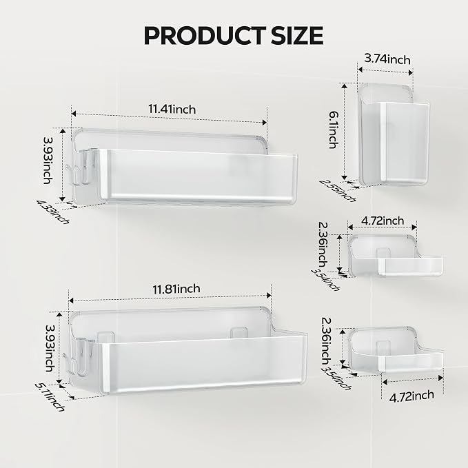 Nieifi Adhesive Wall Shelf, Shower Shelves 5 Pack - Image 2