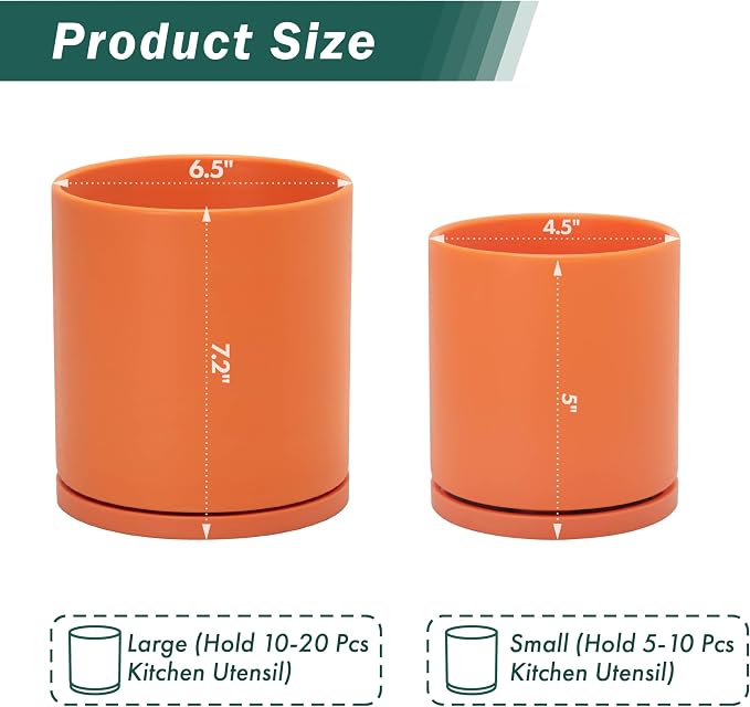D'vine Dev 360° Rotating Utensil Holder Set – 7.2"+5" Kitchen Utensil Crocks - Image 3