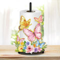 Whaline Spring Summer Paper Towel Holder Colorful Butterfly Floral Large Metal by Whaline