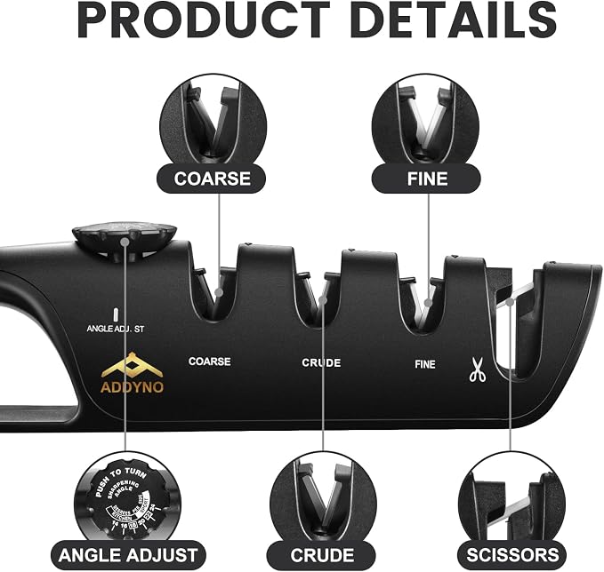 4-in-1 Knife Sharpener with Angle Guide, Adjustable Edge, 3-Stage - Image 3
