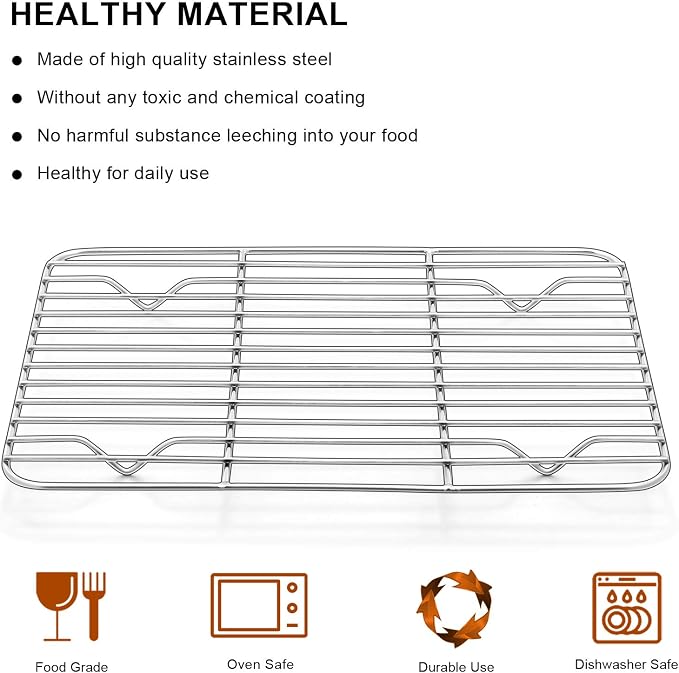 E-far Small Baking Cooling Rack Set of 2, Stainless Steel Metal Roasting - Image 4
