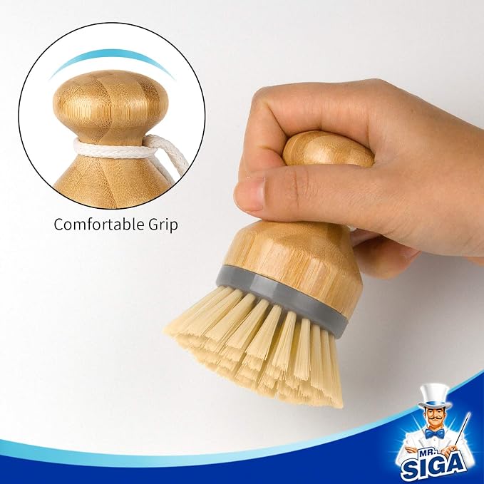 MR.SIGA Bamboo Palm Brush, Scrub Brush - Image 2