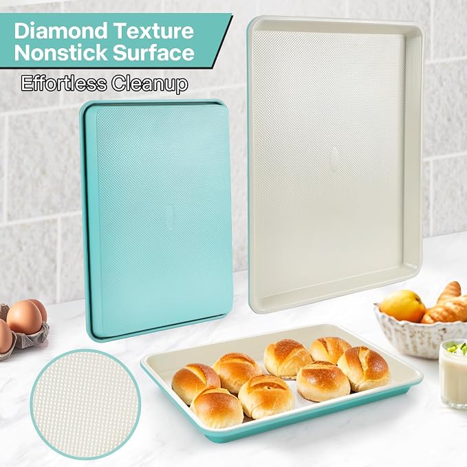 3-Pack Blue Ceramic-Coating Baking Sheet Pans, PFOA/PFOS/PTFE-Free Nonstick - Image 5