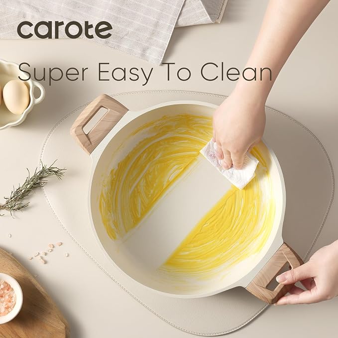 CAROTE Nonstick Stock Pot with Lid Soup Pot, 4 Quart with Lid, Casserole Super - Image 4