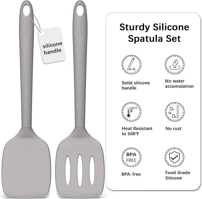 Coukre 2 Pack Silicone Spatula Set, High Heat Resistant, BPA Free Kitchen - Image 3