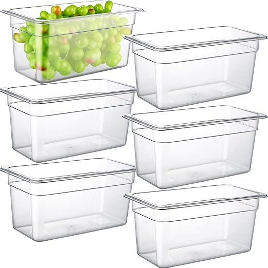 CURTA 6-Pack 1/3 Size 6" Deep NSF Polycarbonate Food Pans | Dishwasher & by CURTA