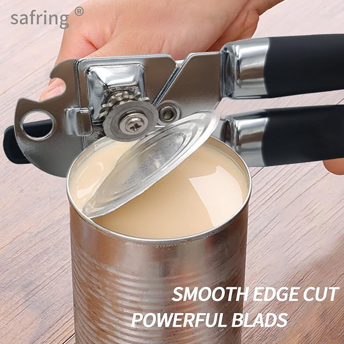 Safring Can Opener Manual, Handheld Strong Heavy Duty Stainless Steel Can Opener - Image 4