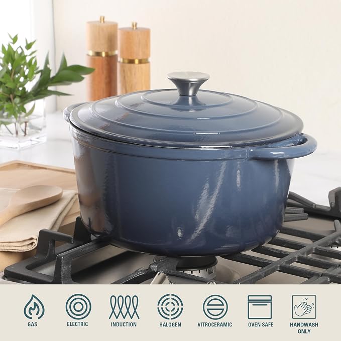 Gibson Home Addlestone 7 Qt Enameled Cast Iron Dutch Oven Pot - Image 4