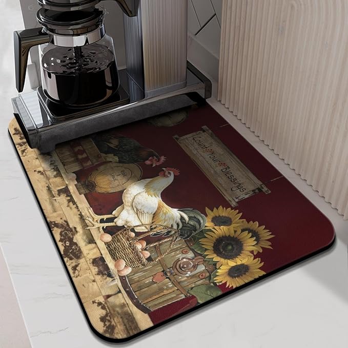 Kitchen Countertop Dish Drying Mat, Super Absorbent Coffee Bar Mat - Image 8